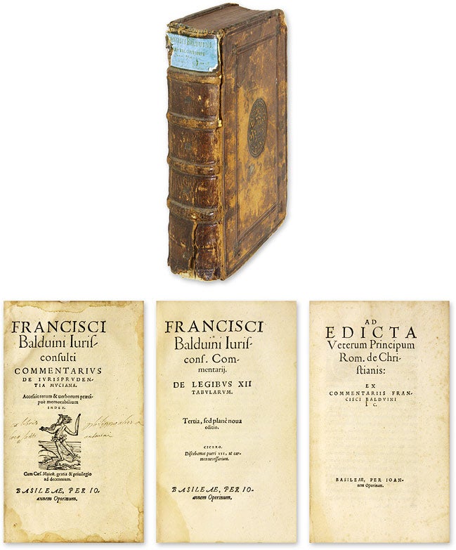 Item #59572 Commentarius de Iurisprudentia Muciana [Bound With Two Other Works]. Francois Baudouin.