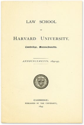 Item #60235 Law School of Harvard University Cambridge Massachusetts Announcements. Harvard Law...