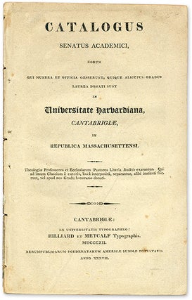 Item #60255 Catalogus Senatus Academici, Eorum qui Munera et Officia Gesserunt. Harvard University