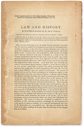 Item #60273 Law and History. Walter B. Scaife