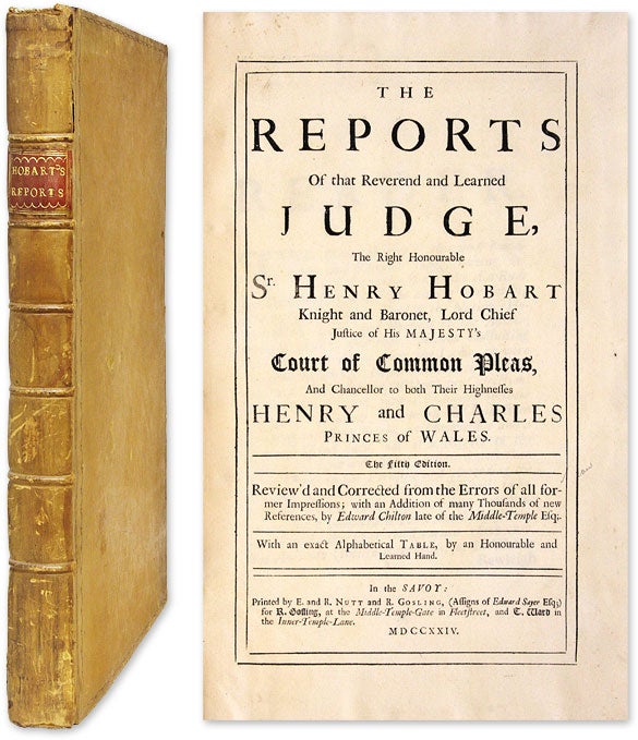 Item #60875 The Reports of that Reverend and Learned Judge, The Right. Henry Hobart, Reporter, Edward Chilton.