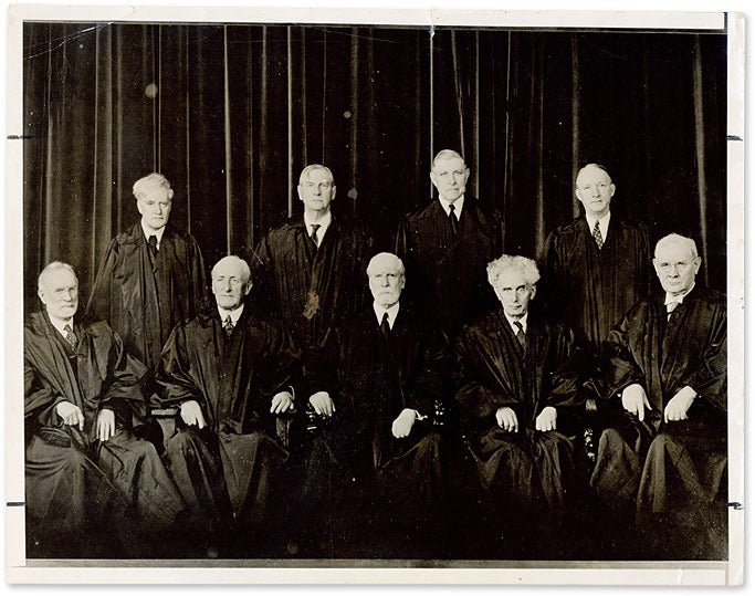Item #60959 7" x 9" Black-and White Portrait Photograph of the Hughes Court. United States. Press Photo Supreme Court.