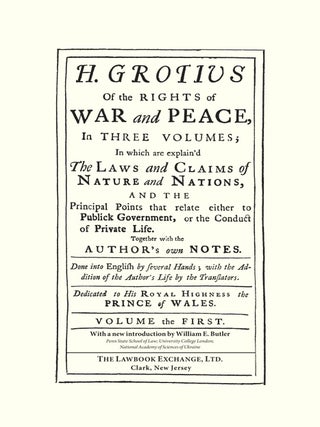 Of the Rights of War and Peace. 3 Vols.
