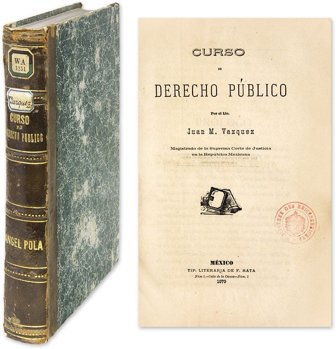 Item #61406 Curso de Derecho Publico. Juan M. Vazquez.