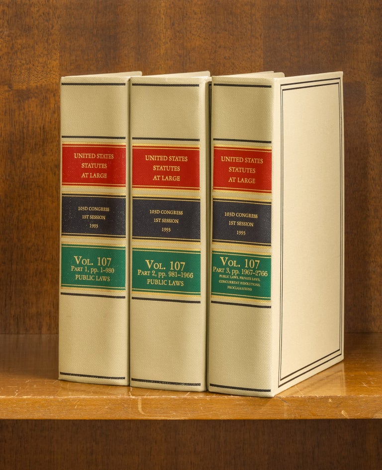 Item #61444 United States Statutes at Large Volume 107, in 3 books (1993). United States Congress. 103d 1st Session.