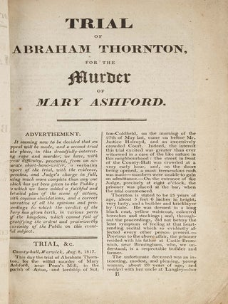 Horrible Rape and Murder!! The Affecting Case of Mary Ashford...