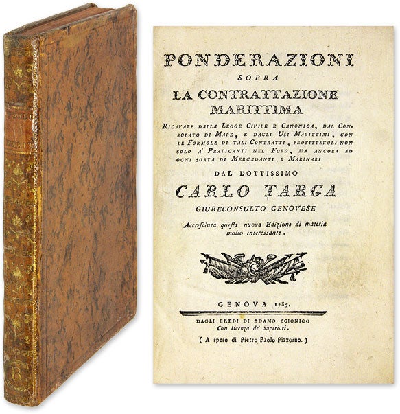 Item #62335 Ponderazioni Sopra la Contrattazione Marittima, Genoa, 1787. Carlo Targa.