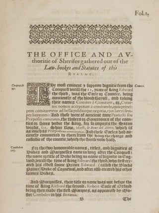 Officium Vicecomitum, The Office and Authoritie of the Sherifs...