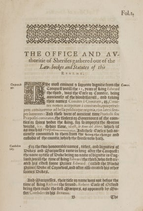 Officium Vicecomitum, The Office and Authoritie of the Sherifs...