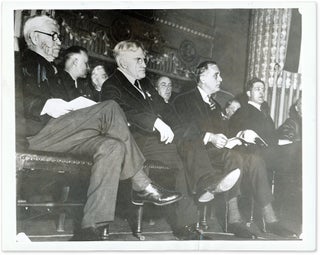 Item #62449 7" x 9" Black-and-White Photograph of Cardozo Sitting Next to FDR. Benjamin N....