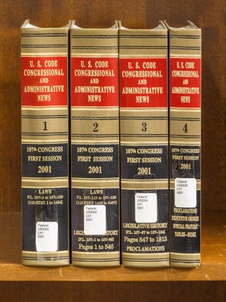 Item #62453 United States Code Congressional And Administrative News 2001 Pts 1-4. Thomson West