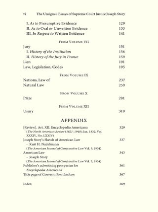 The Unsigned Essays of Supreme Court Justice Joseph Story. HARDCOVER