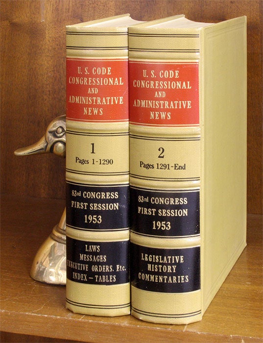 Item #62858 United States Code Congressional & Administrative News. 1953. 2 books. West Publishing Co.
