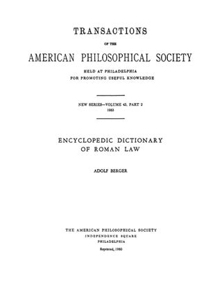 Encyclopedic Dictionary of Roman Law.