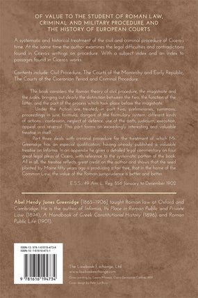 The Legal Procedure of Cicero's Time
