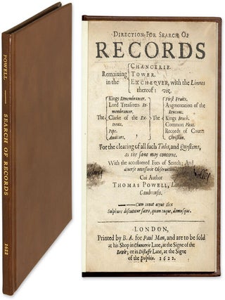 Item #63097 Direction for Search of Records Remaining in the Chancerie, Tower. Thomas Powell