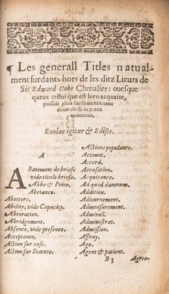 Un General Table, A Touts les Severall Livres de les Reports de la...
