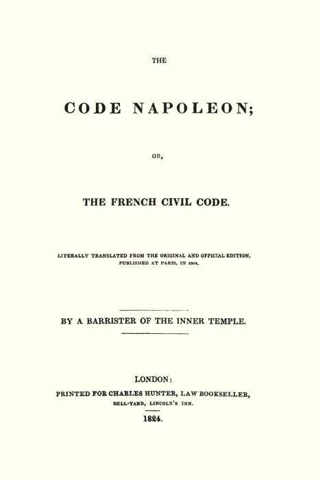 The Code Napoleon; Or, the French Civil Code | George Spence