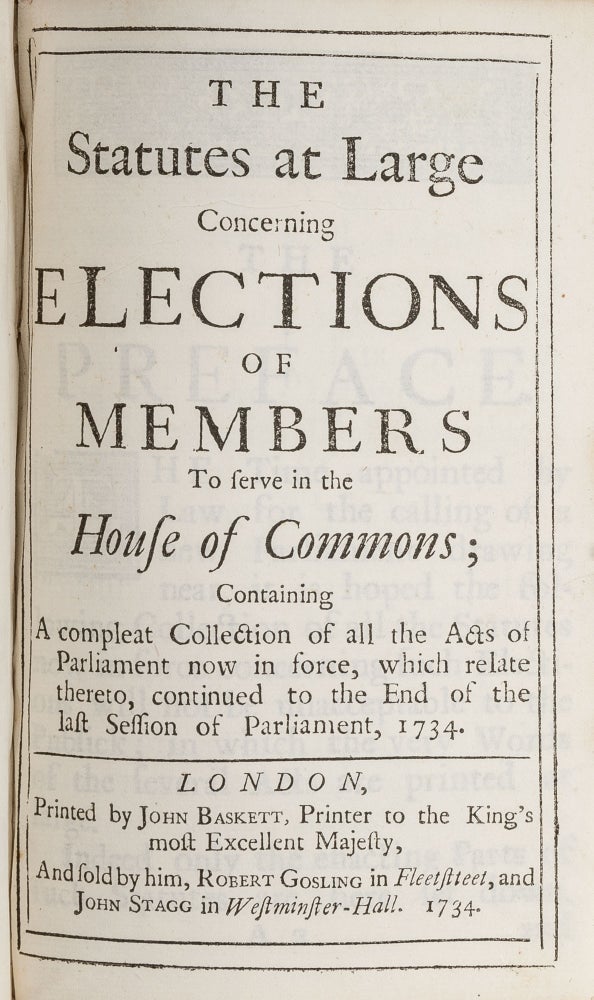 Item #63339 Orders and Resolutions of the Honourable House of Commons on. Great Britain, Election Law, Colonial Maryland.