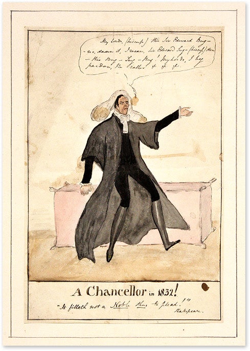 Item #63537 A Chancellor in 1832! 7-1/2" x 11" Watercolor on Matted Board. Sir Edward Sugden.
