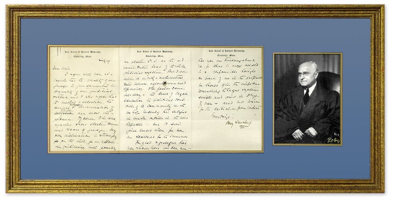 Item #64074 Autograph Letter, Signed, on Harvard Law School Letterhead. Framed. Manuscript, Felix Frankfurter.