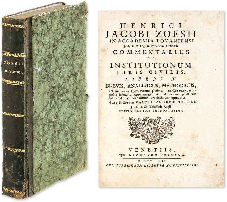 Item #64087 Commentarius ad Institutionum Juris Civilis, Libris IV, Brevis. Hendrik Zoes, Valerius Andreas.