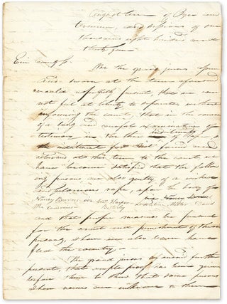 Item #64136 Grand Jury Presentment Concerning Improprieties in a Rape Case. Manuscript, Trial,...
