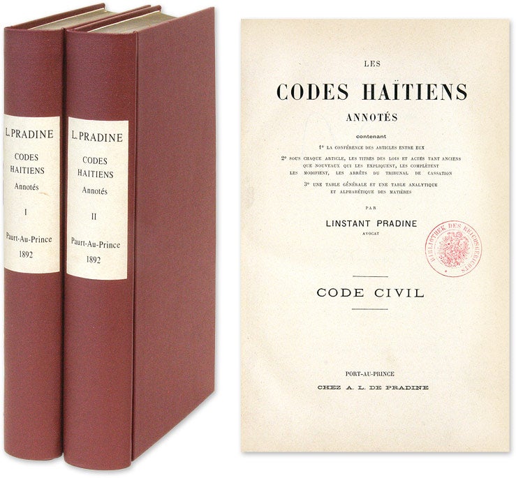 Item #64386 Les Codes Haitiens Annotes, Contenant 1, La Conference des Articles. Haiti, Linstant Pradine.
