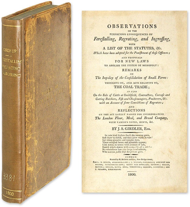 Item #64633 Observations on the Pernicious Consequences of Forestalling. J. S. Girdler.