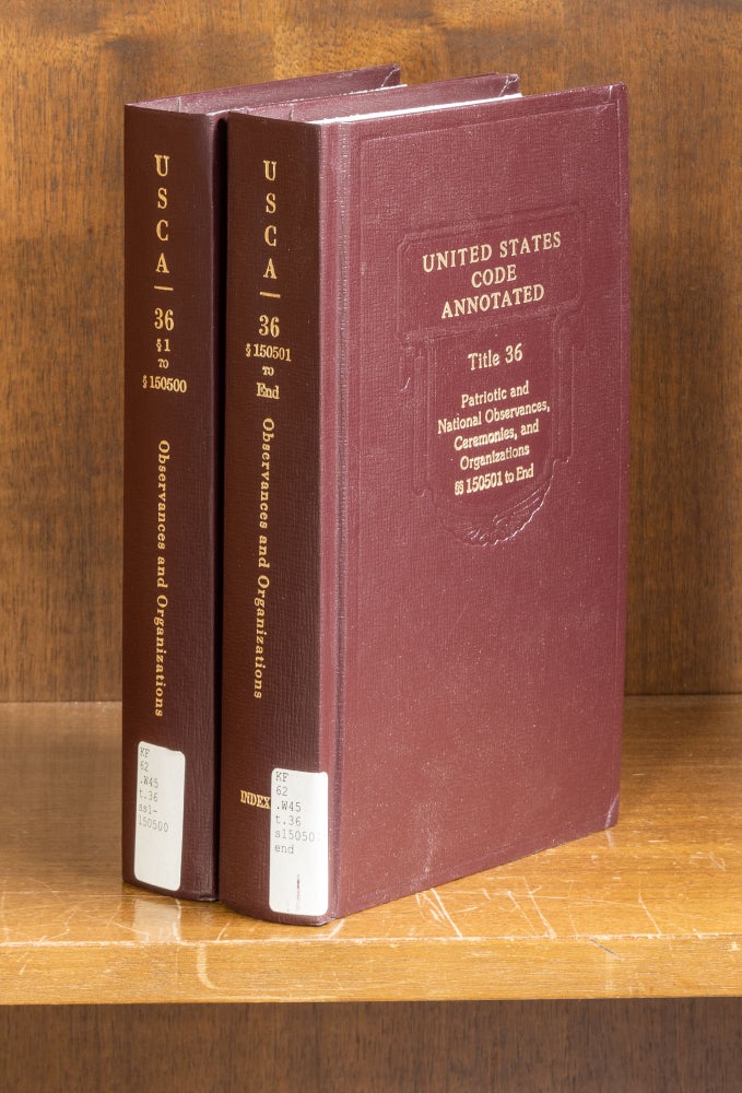 Item #64899 United States Code Annotated. Title 36: 1-end, 2 books with 2015 supps. Thomson Reuters.