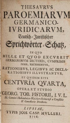 Thesaurus Paroemiarum Germanico-Iuridicarum, Teutsch-Juristischer...