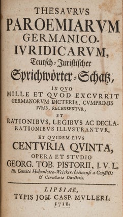 Thesaurus Paroemiarum Germanico-Iuridicarum, Teutsch-Juristischer...
