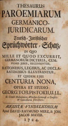 Thesaurus Paroemiarum Germanico-Iuridicarum, Teutsch-Juristischer...