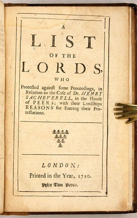 The Tryal of Dr. Henry Sacheverell, Before the House of Peers...