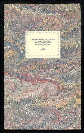 Item #65227 Observations on a Letter by John Eardley Eardley-Wilmot, Esq. Sir John Eardley...