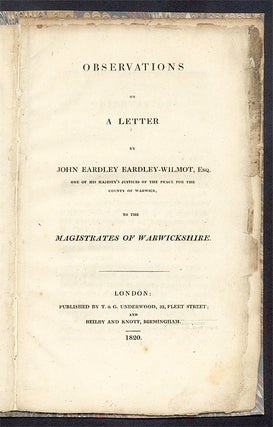 Observations on a Letter by John Eardley Eardley-Wilmot, Esq...