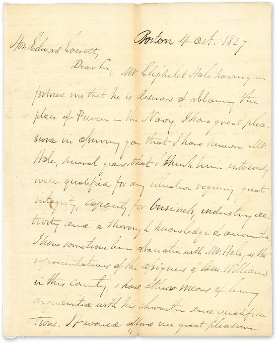 Item #65287 1827 Autograph Letter Signed,To Edward Everett, With Everett's. Manuscript, Lemuel Shaw, Edward Everett.