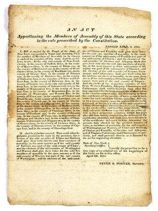 Item #65473 An Act Apportioning the Members of Assembly of this State. Broadside, Albany New...