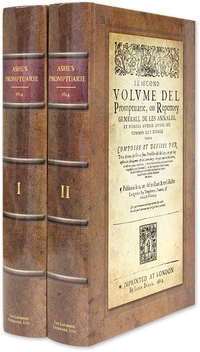 Item #65596 Le Premier Volume del Promptuarie, Ou Repertory Generall de les 2 vols. . David J. Seipp New Introduction Ashe, Thomas.