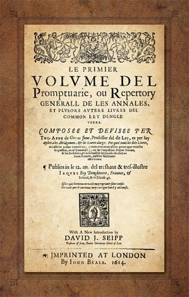 Le Premier Volume del Promptuarie, Ou Repertory Generall de les 2 vols