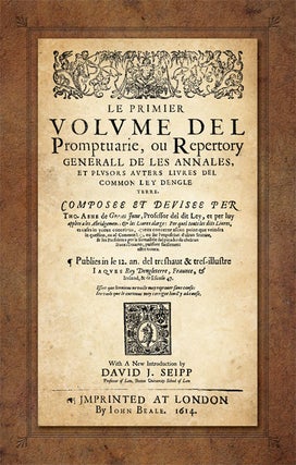 Le Premier Volume del Promptuarie, Ou Repertory Generall de les 2 vols