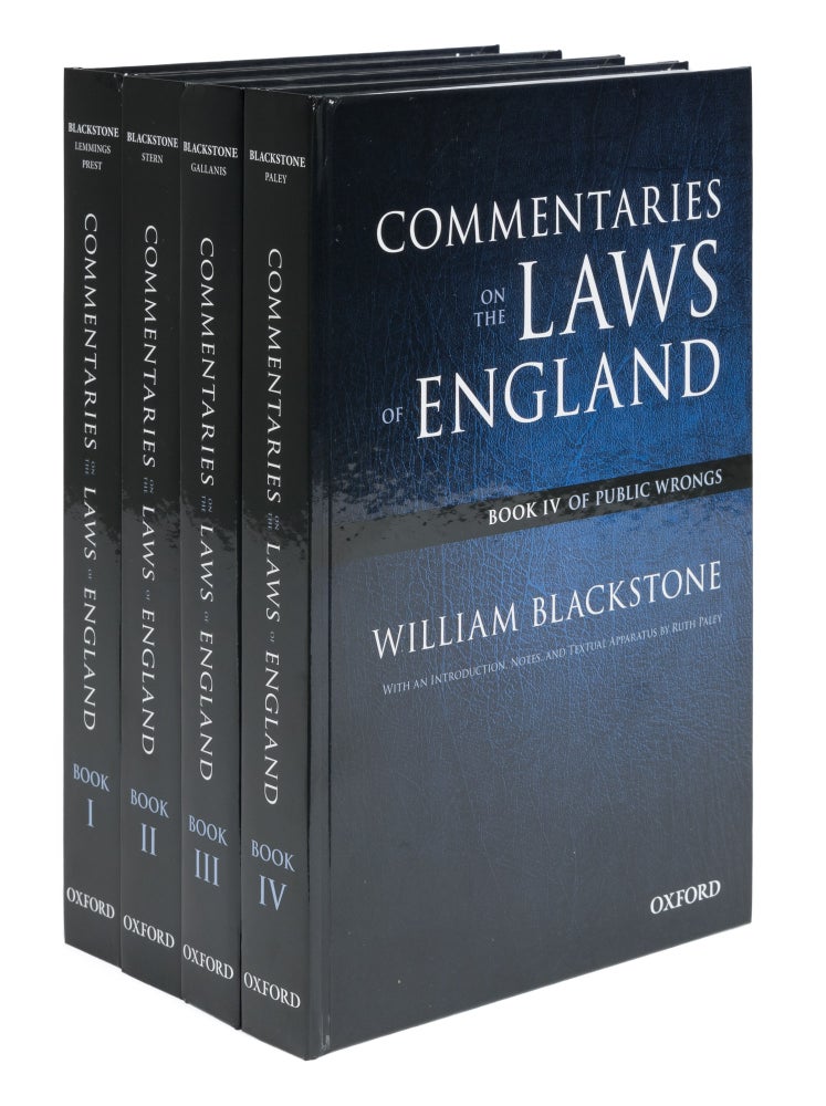 Item #65704 The Oxford Edition of Blackstone: Commentaries on the Laws of England. William. Wilfrid Prest Blackstone.