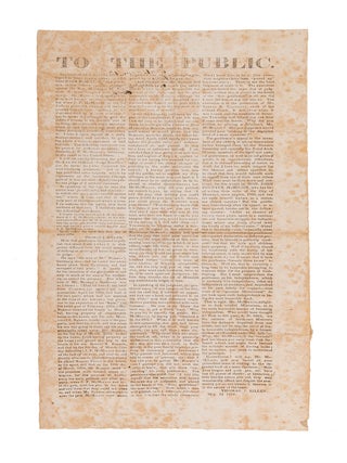 Item #66033 To The Public, In A Handbill Dated April 21, 1854, And Signed In. Broadside, Thomas...