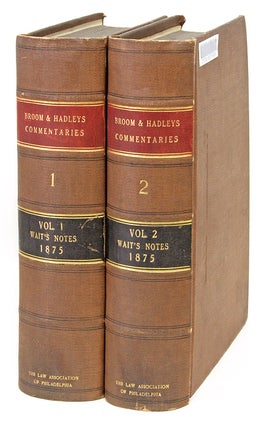 Item #66447 Commentaries on the Laws of England. 2 Vols. Albany, NY. 1875. Sir William...