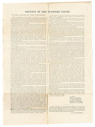 Item #66489 Opinion of the Supreme Court, To The Senate of New Hampshire. Broadside, New...