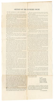 Item #66489 Opinion of the Supreme Court, To The Senate of New Hampshire. Broadside, New...