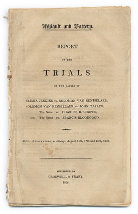 Item #66580 Assault and Battery, Report of the Trials of the Causes of Elisha. Trials, Solomon...