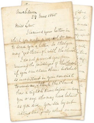 Item #66618 Autograph Letter Signed, Aberdeenshire, Scotland, June 29, 1865. Manuscript, L. M. Rae