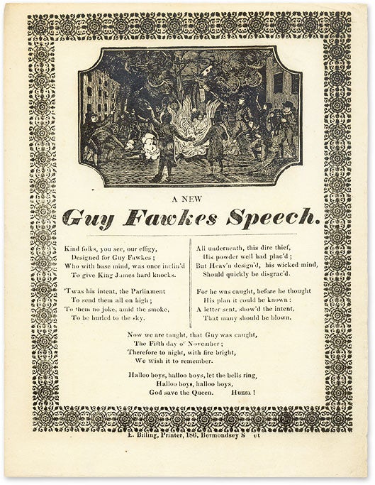 Item #66660 A New Guy Fawkes Speech. Broadside, Great Britain, Guy Fawkes Day.