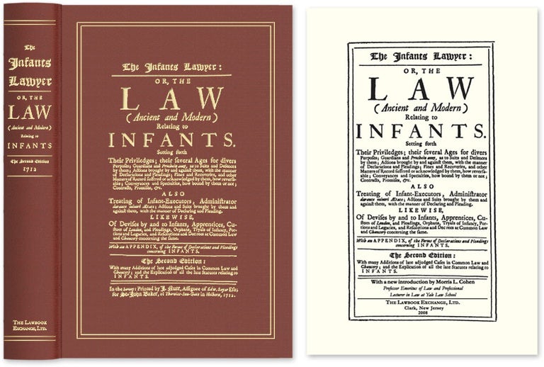 Item #66775 The Infants Lawyer: Or the Law (Ancient and Modern) Relating to. Samuel Carter, Morris L. Cohen, New Introduction.